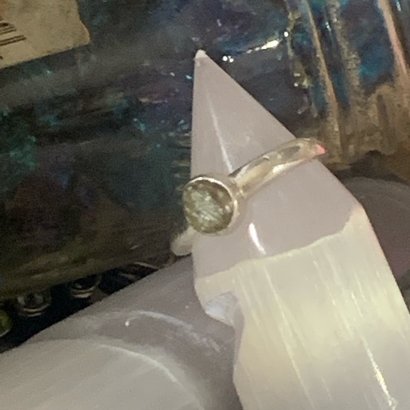 Raw Moldavite & Silver Ring #5.5 - Picture 7 of 16